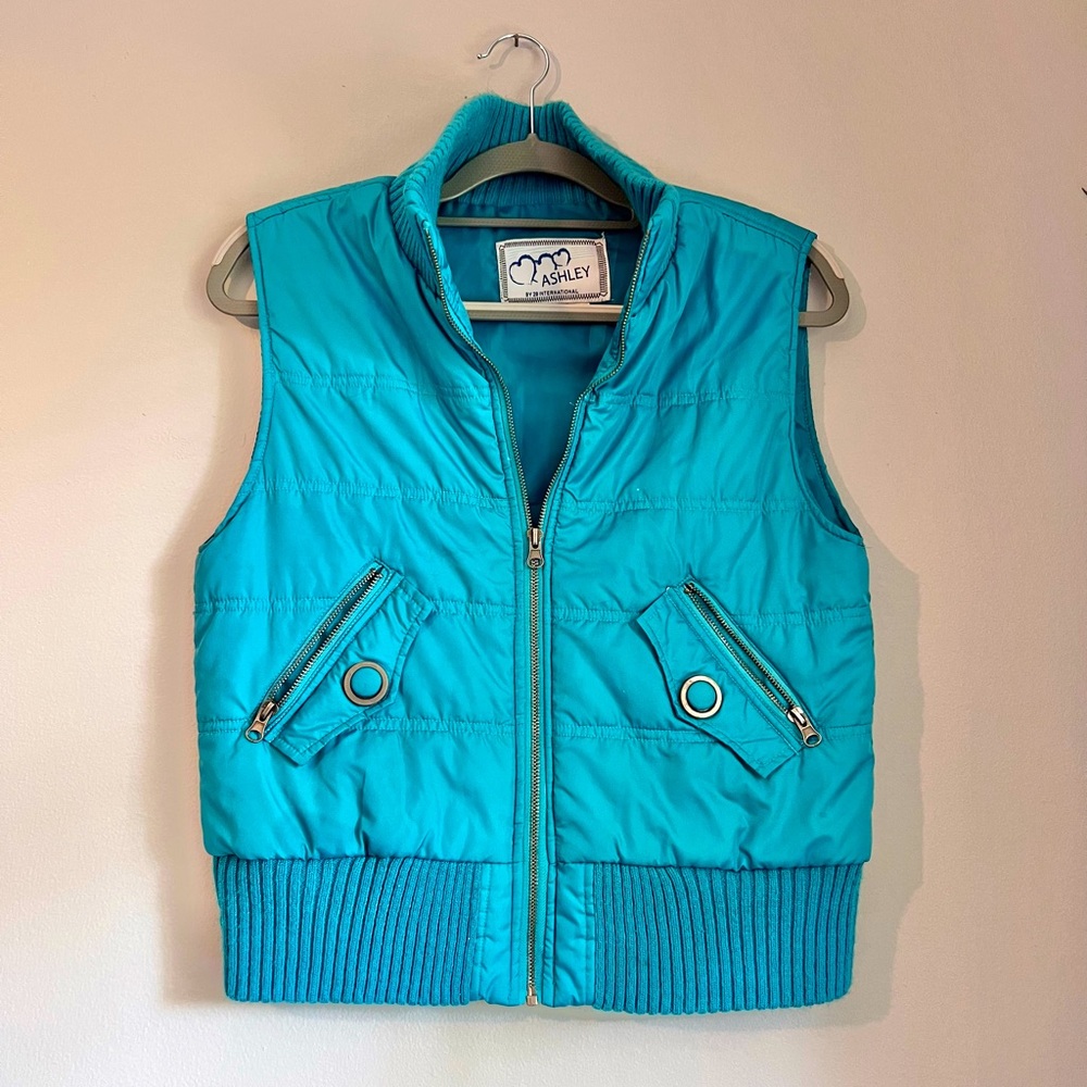 Ashley By 26 International teal puffer vest. Tag says Large but fits like a M.